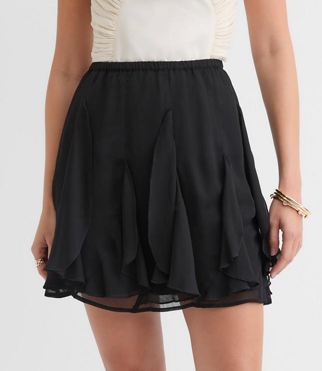 Ruffle Godet Mini Skirt