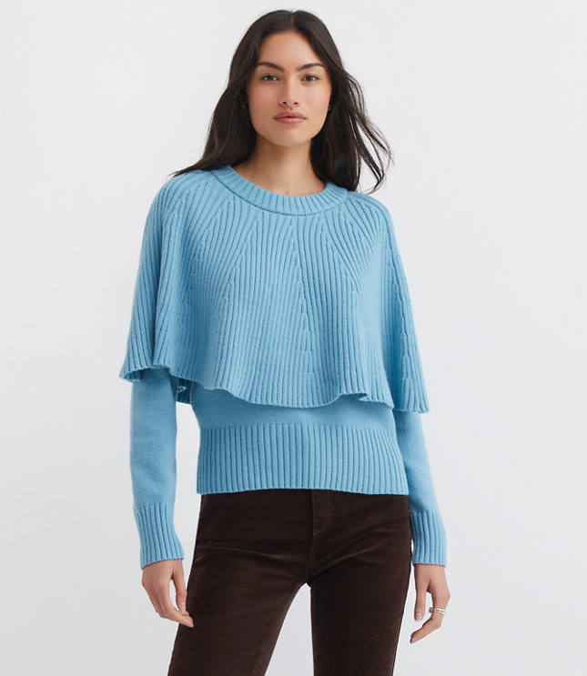 Petite Ribbed Cape Sweater