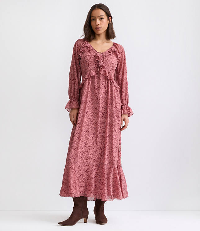 Tall Floral Ruffle Maxi Dress