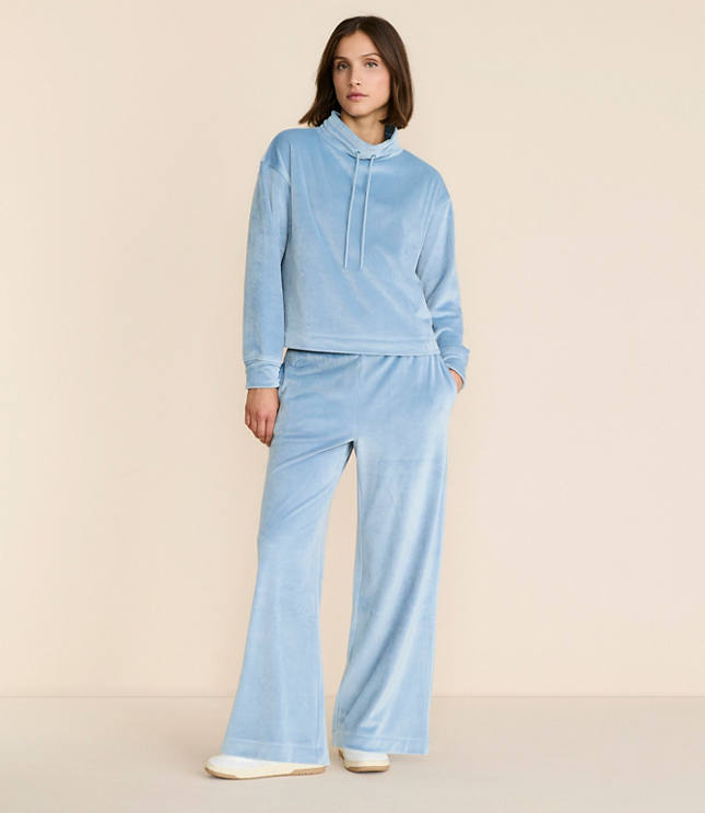 Lou & Grey Ribbed Velour Side Slit Wide Leg Pants