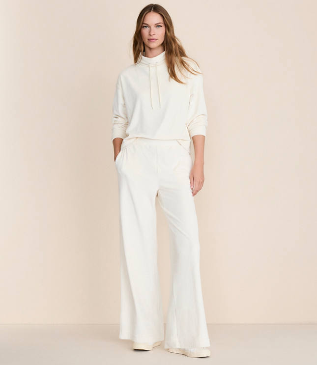 Lou & Grey Ribbed Velour Side Slit Wide Leg Pants