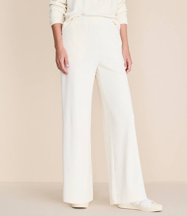 Lou & Grey Ribbed Velour Side Slit Wide Leg Pants