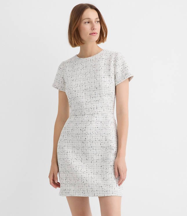 Petite Tweed Short Sleeve Mini Dress