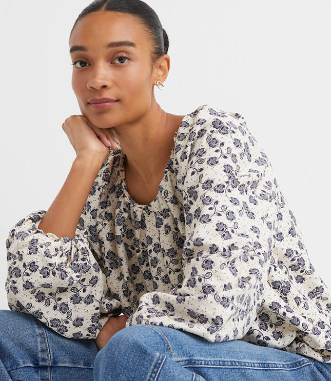 Petite Floral Bubble Blouse