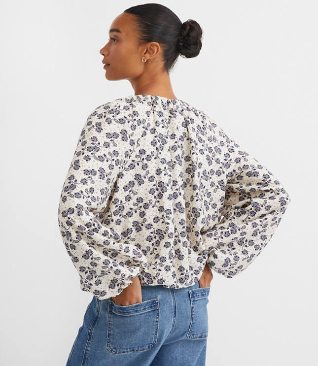 Petite Floral Bubble Blouse