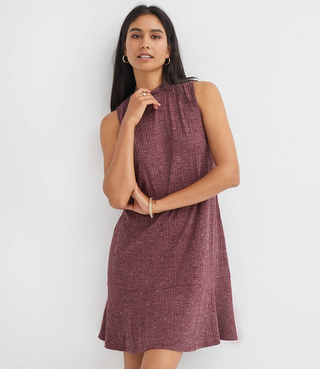 Petite Mock Neck Flounce Mini Dress