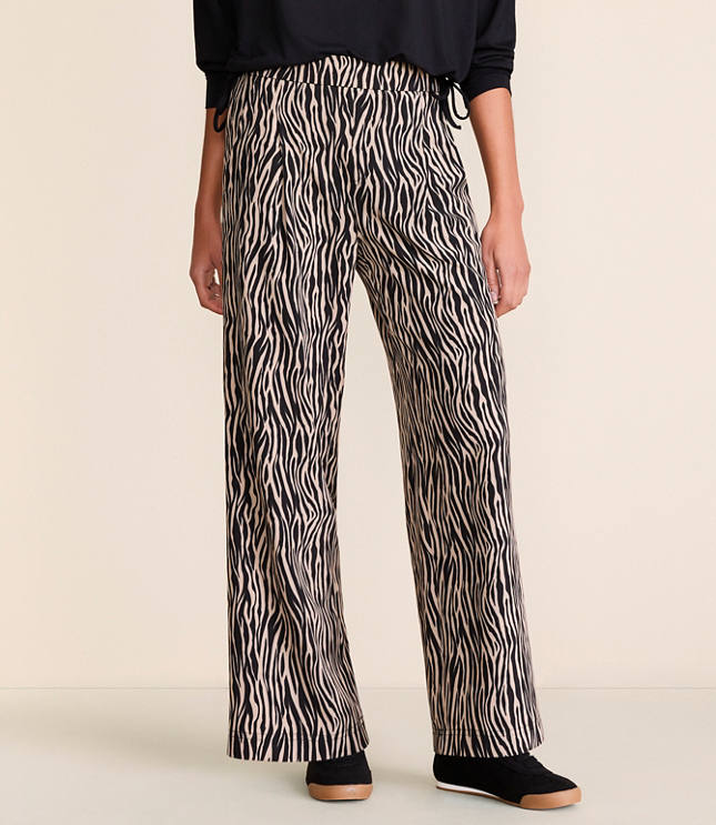 Lou & Grey Zebra Print Wanderweave Wide Leg Trouser Pants