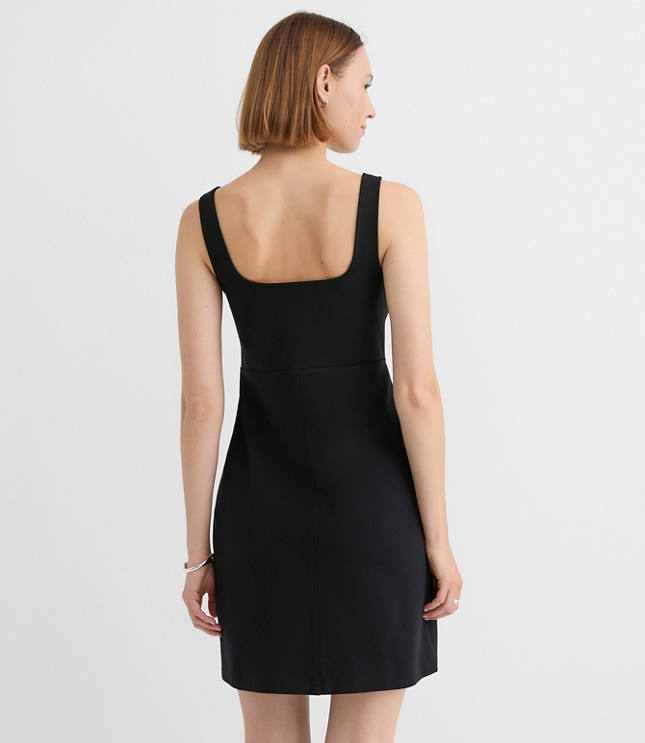 Petite Topstitched Ponte Square Neck Dress