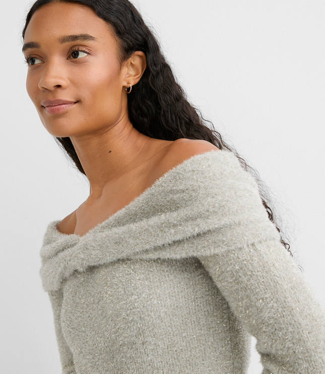 Shimmer Twist Off The Shoulder Sweater