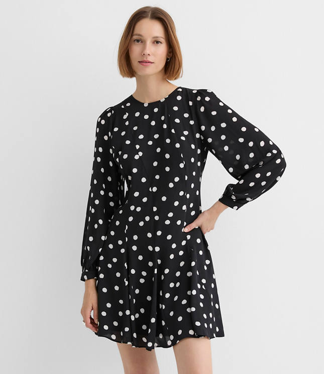 Petite Dotted Godet Mini Dress