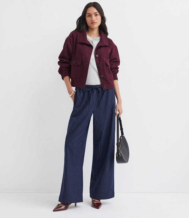 Pull On Straight Pants Pinstripe
