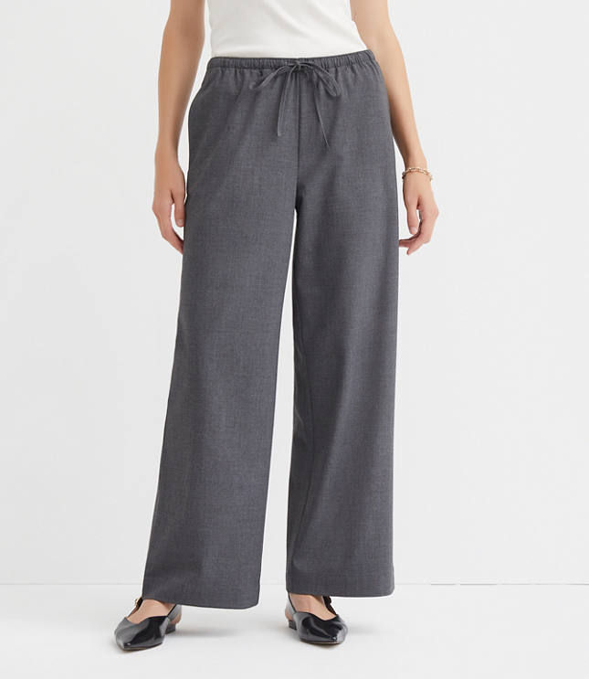 Petite Pull On Straight Pants Melange