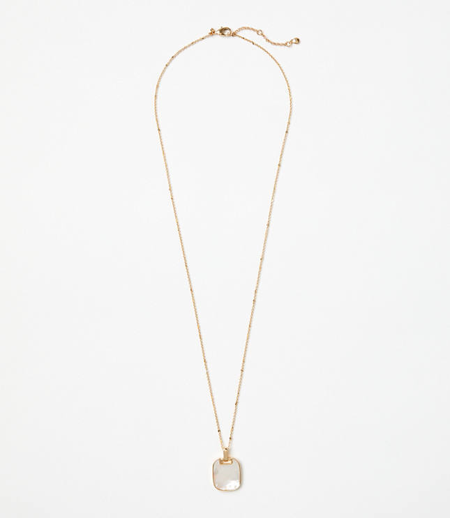 Mother Of Pearl Square Pendant Necklace