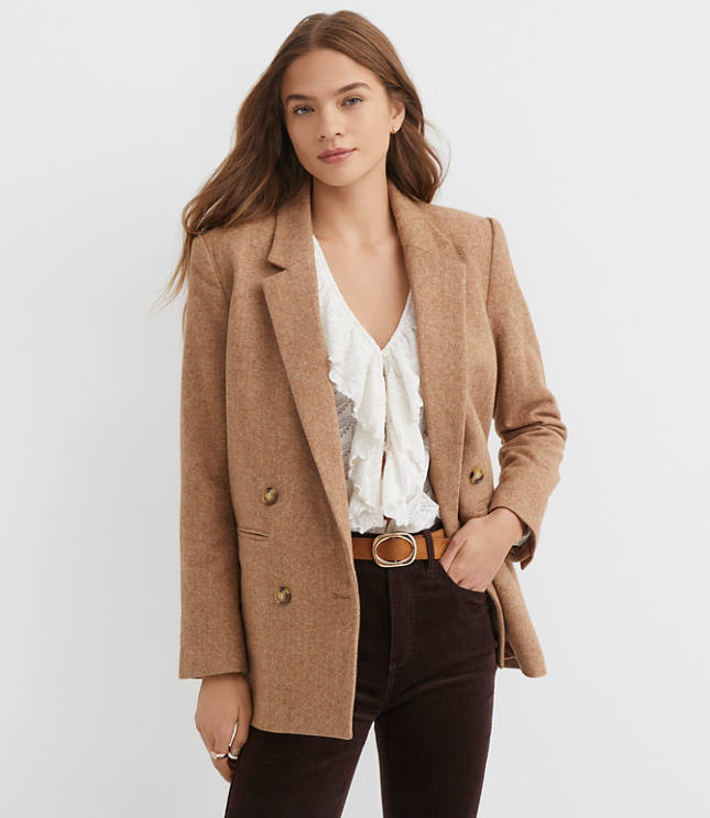 Petite Herringbone Relaxed Blazer