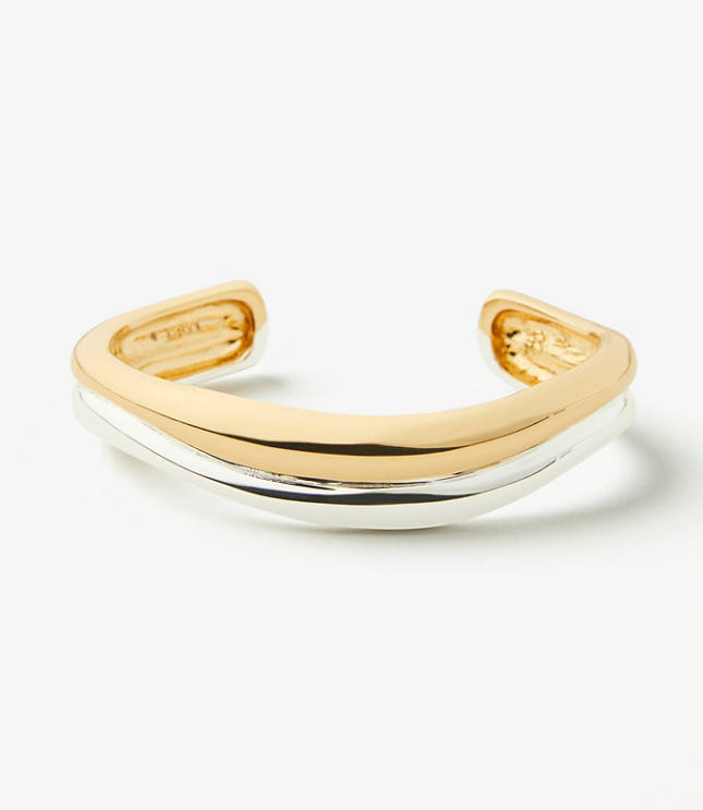 Loft Mixed Metal Wave Cuff Bracelet