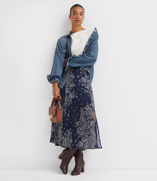 Petite Paisley Chiffon Maxi Skirt