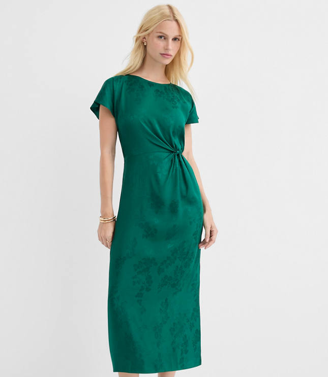 Floral Twist Flutter Sleeve Flare Dress