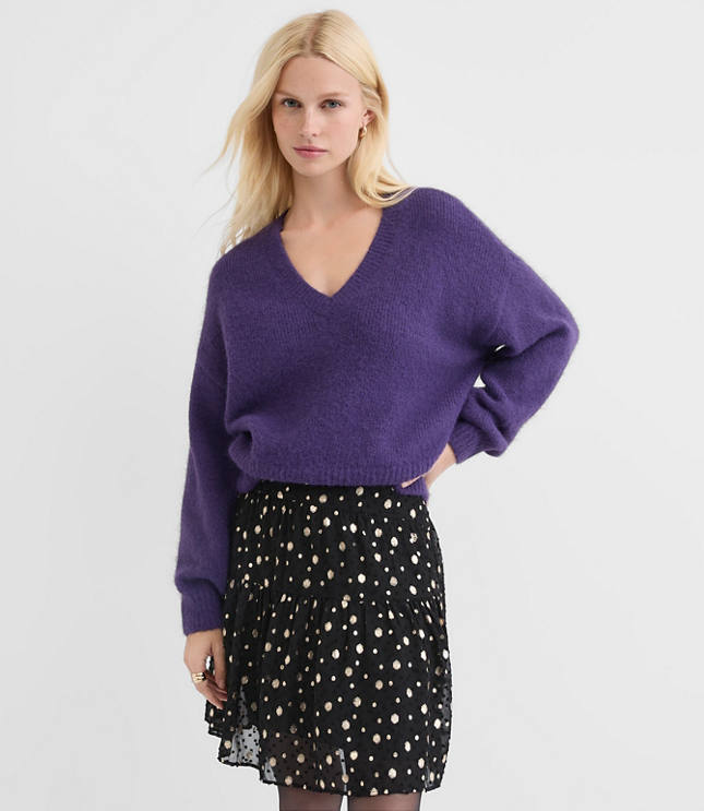 Ribtrim Relaxed V-Neck Sweater