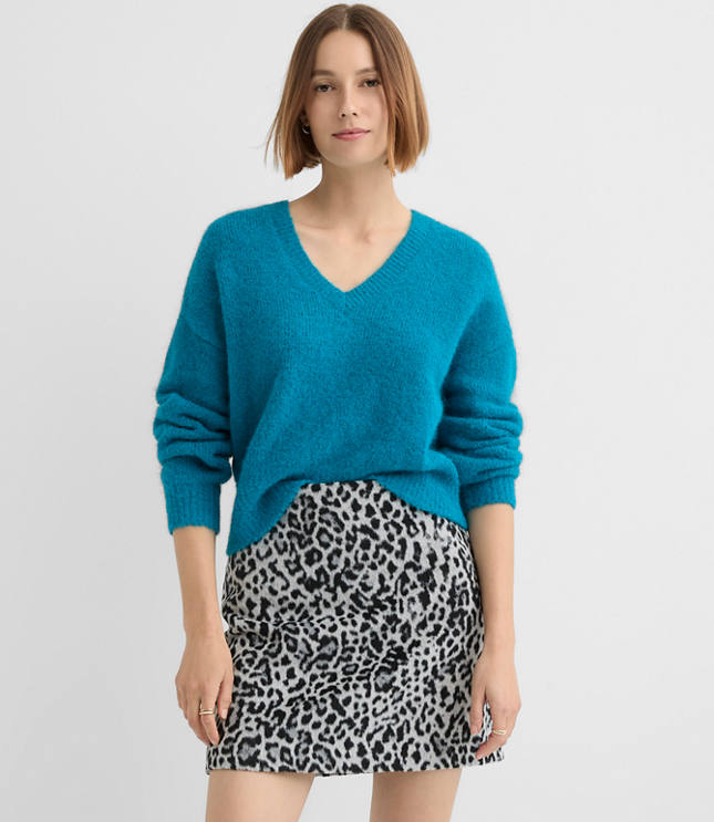 Ribtrim Relaxed V-Neck Sweater