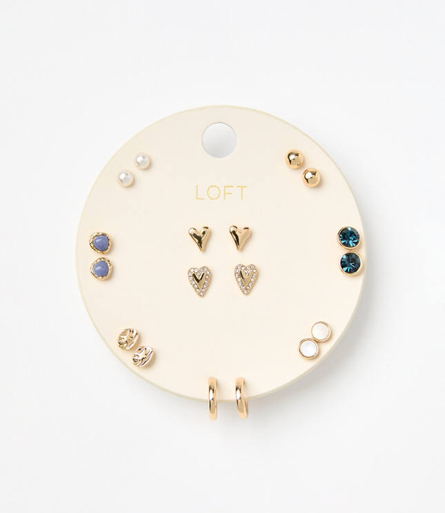 Double Heart Stud Earring Set
