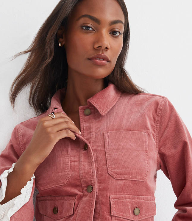 Petite Brushed Corduroy Shirt Jacket