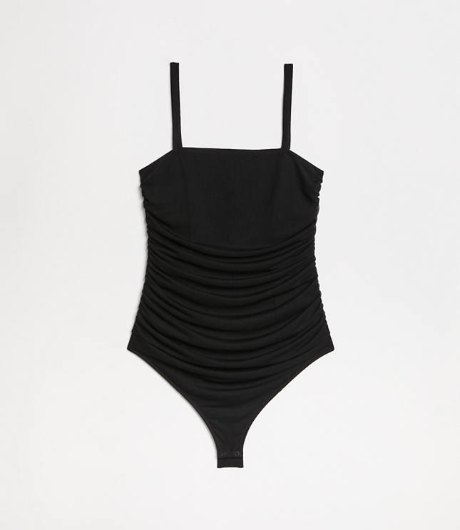 Petite LOFT Versa Shirred Mesh Bodysuit