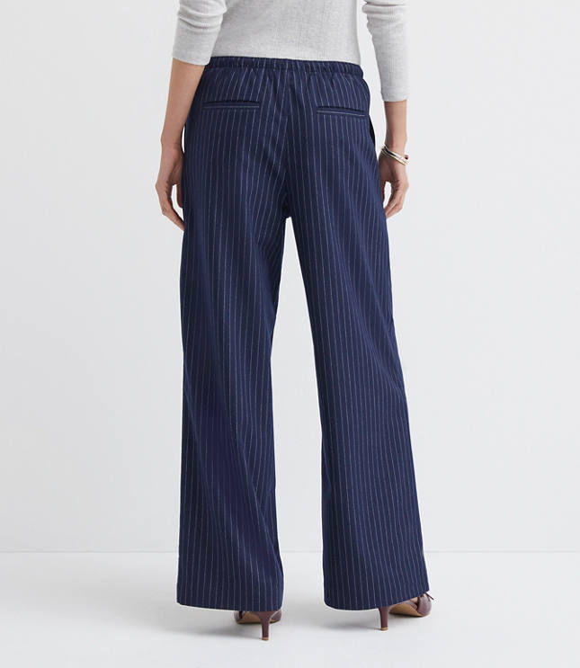 Petite Pull On Straight Pants Pinstripe