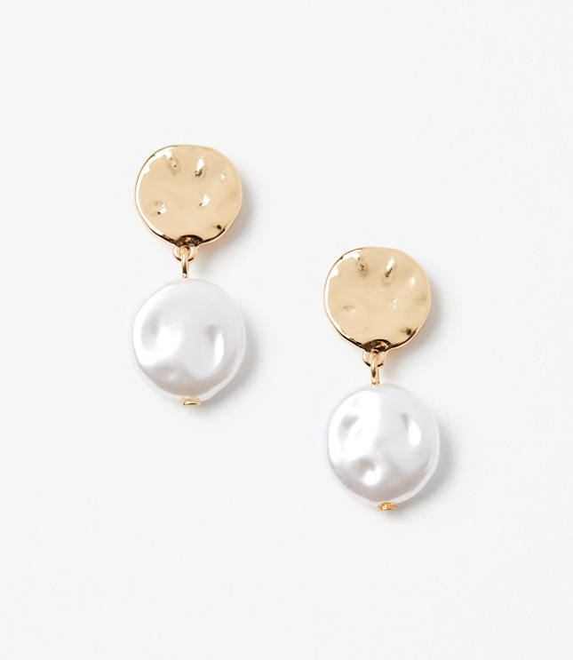 Pearlized Hammered Drop Earrings