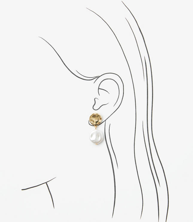 Pearlized Hammered Drop Earrings
