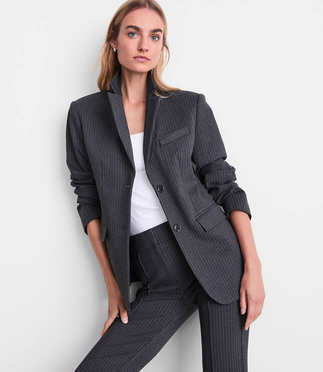 Petite LOFT Versa Ponte Blazer in Pinstripe