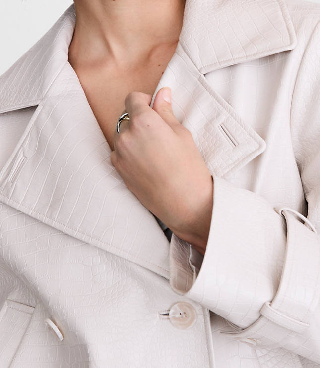 LOFT Versa Embossed Faux Leather Trench Coat