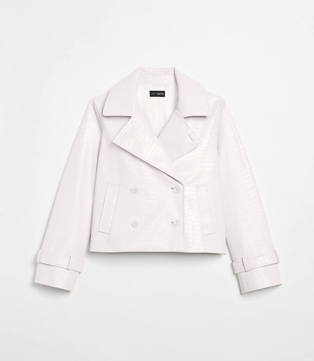 LOFT Versa Embossed Faux Leather Trench Coat
