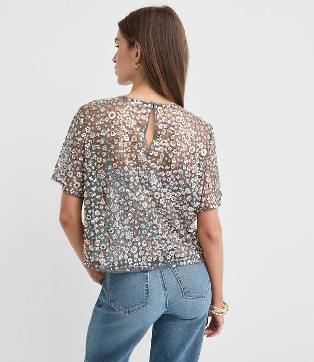 Floral Sequin Top