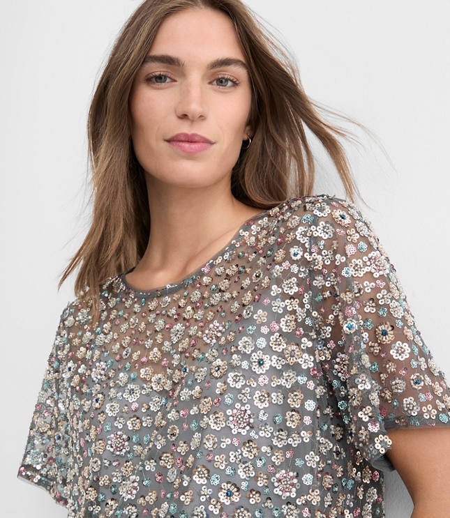 Floral Sequin Top