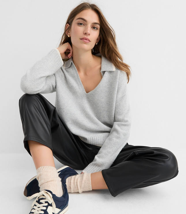 Tipped Collared Cashmere Sweater