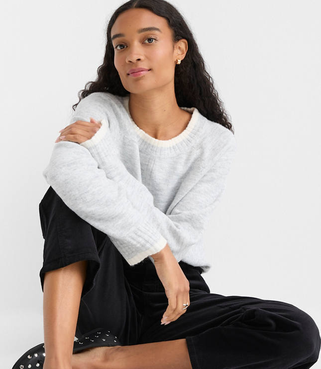 Tipped Seamed Raglan Sweater