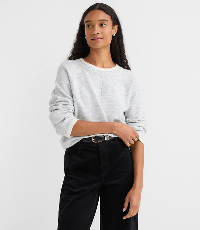 Tipped Seamed Raglan Sweater