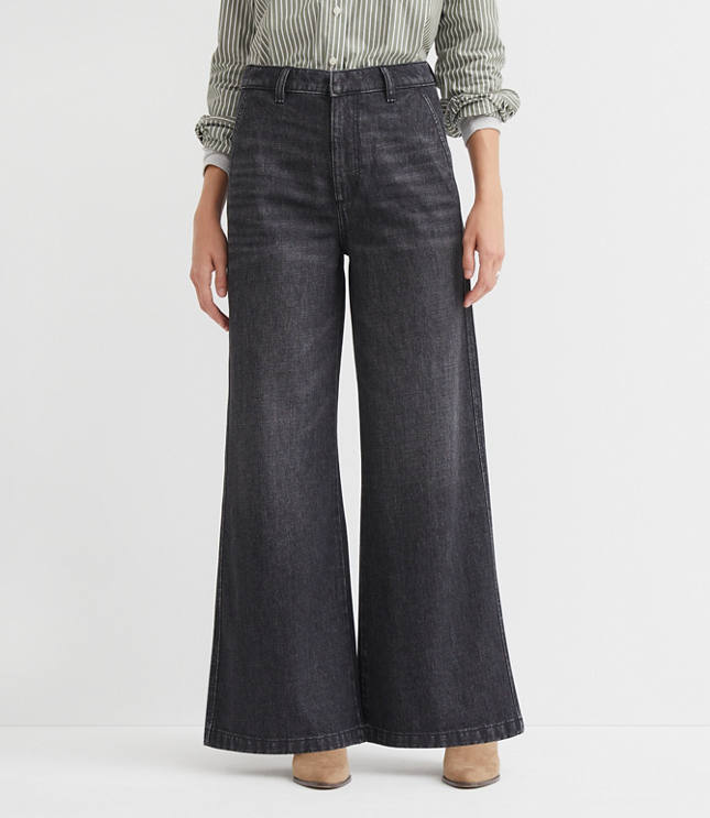 Curvy High Rise Trouser Jeans in Washed Black Wash