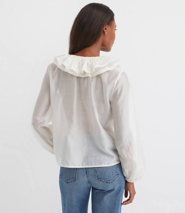 Ruffle Tie Neck Blouse