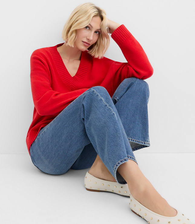 Slouchy V-Neck Sweater