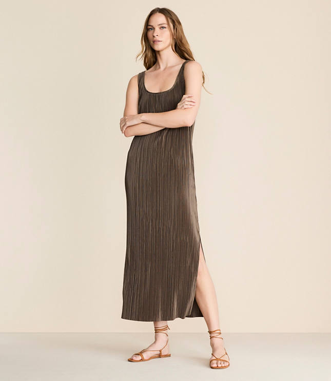 Lor ロル　Matelasse Docking Pleats Dress Lou & Grey Plisse Tie Back Tank Maxi Dress