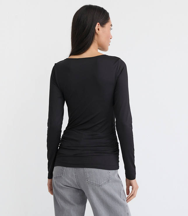 Ruched Deep V-Neck Top