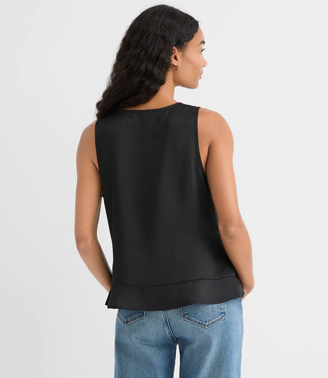 Ruffle Tie Neck Shell