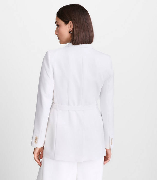 Petite LOFT Versa Crepe Drape Belted Blazer