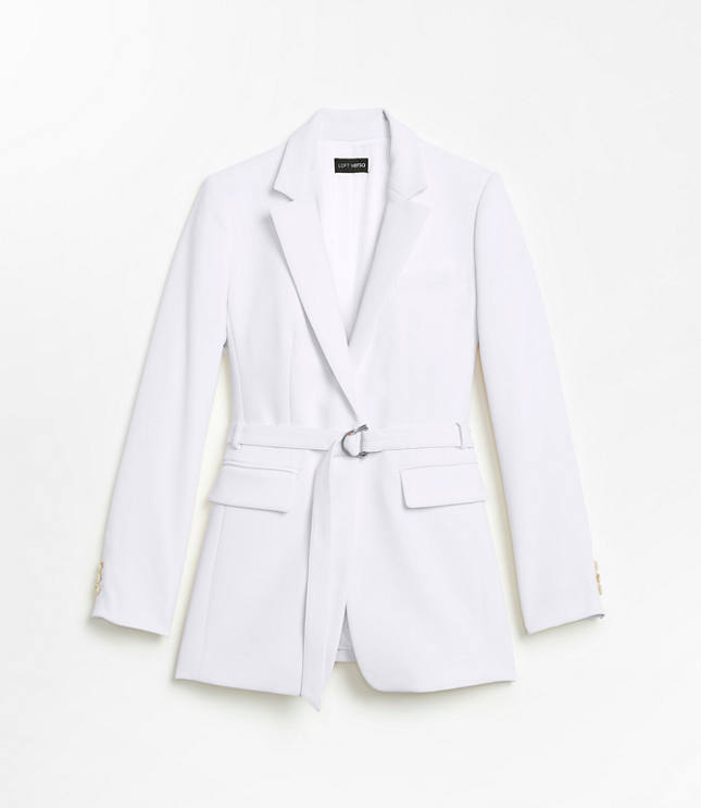 Petite LOFT Versa Crepe Drape Belted Blazer