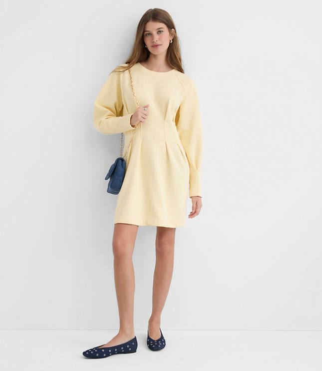 Pleated Terry Mini Dress