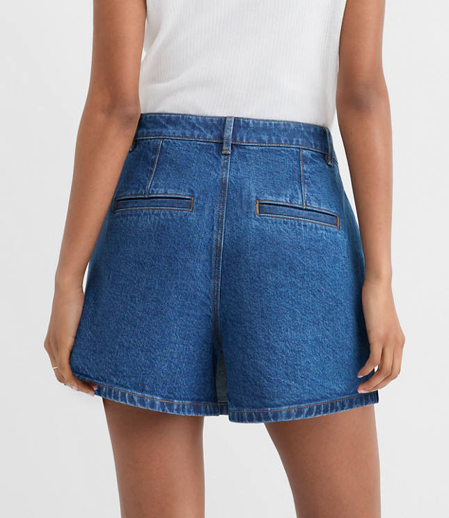 Denim Wrap Skort in Medium Stone Wash