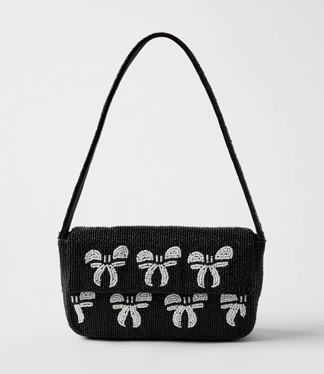 Bow Beaded Shoulder Bag