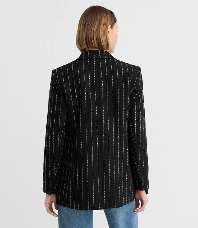 Brushed Pinstripe Tailored Double Breasted Blazer