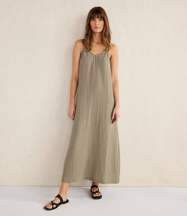 Haven Well Within Organic Cotton Gauze V-Neck Midi Dress